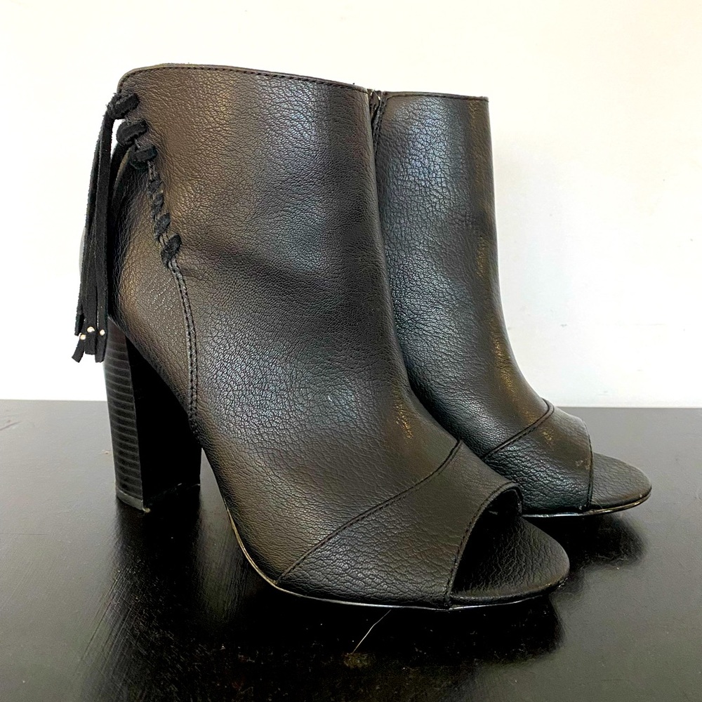 Express Black Bootie Peep Toes